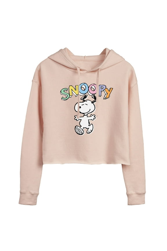 - Snoopy Sketchy - Juniors Cropped Pullover Hoodie