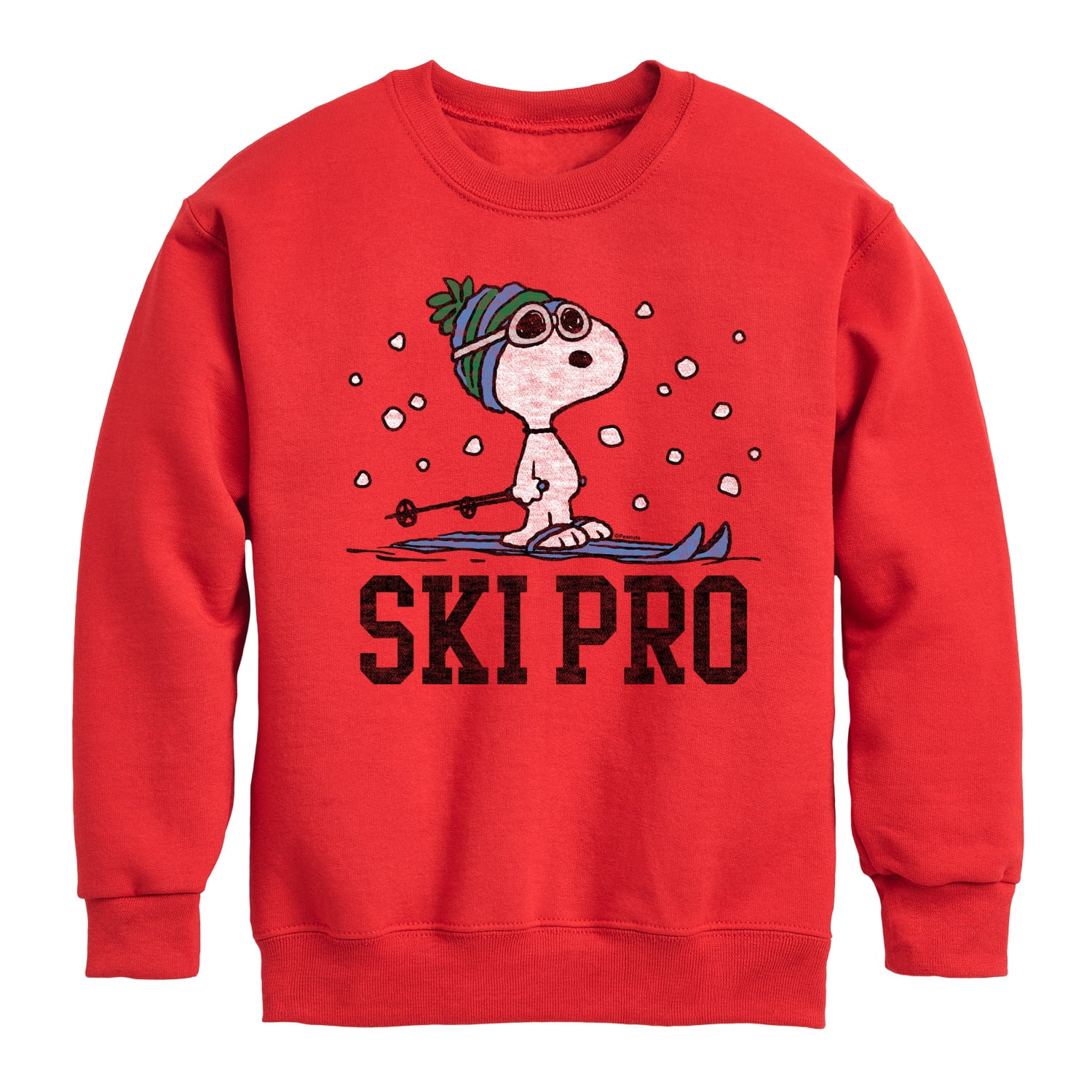 Peanuts Snoopy Ski Pro Toddler And Youth Crewneck Fleece Sweatshirt