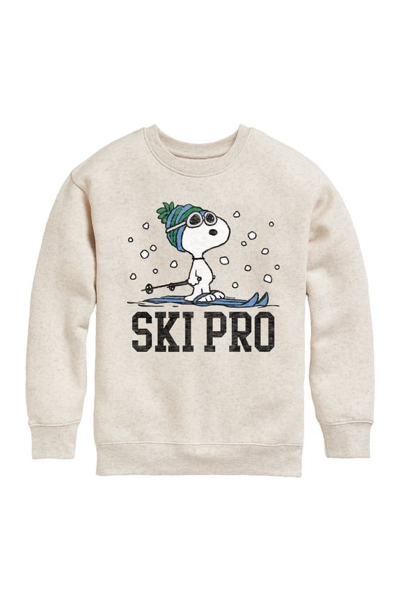 - Snoopy Ski Pro - Toddler And Youth Crewneck Fleece Sweatshirt