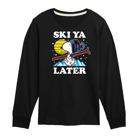 Peanuts - Snoopy Ski Ya Later - Toddler And Youth Long Sleeve Graphic T-Shirt