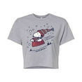 thumbnail image 1 of Peanuts - Snoopy Sledding - Juniors Cropped Cotton Blend T-Shirt, 1 of 6