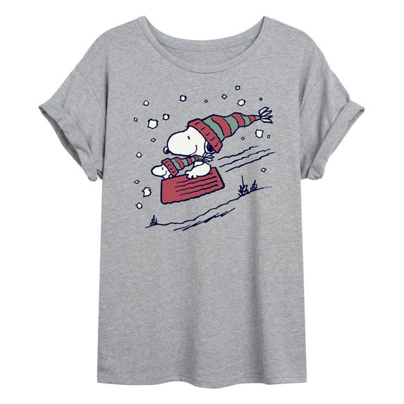 Peanuts - Snoopy Sledding - Women's Oversized T-Shirt