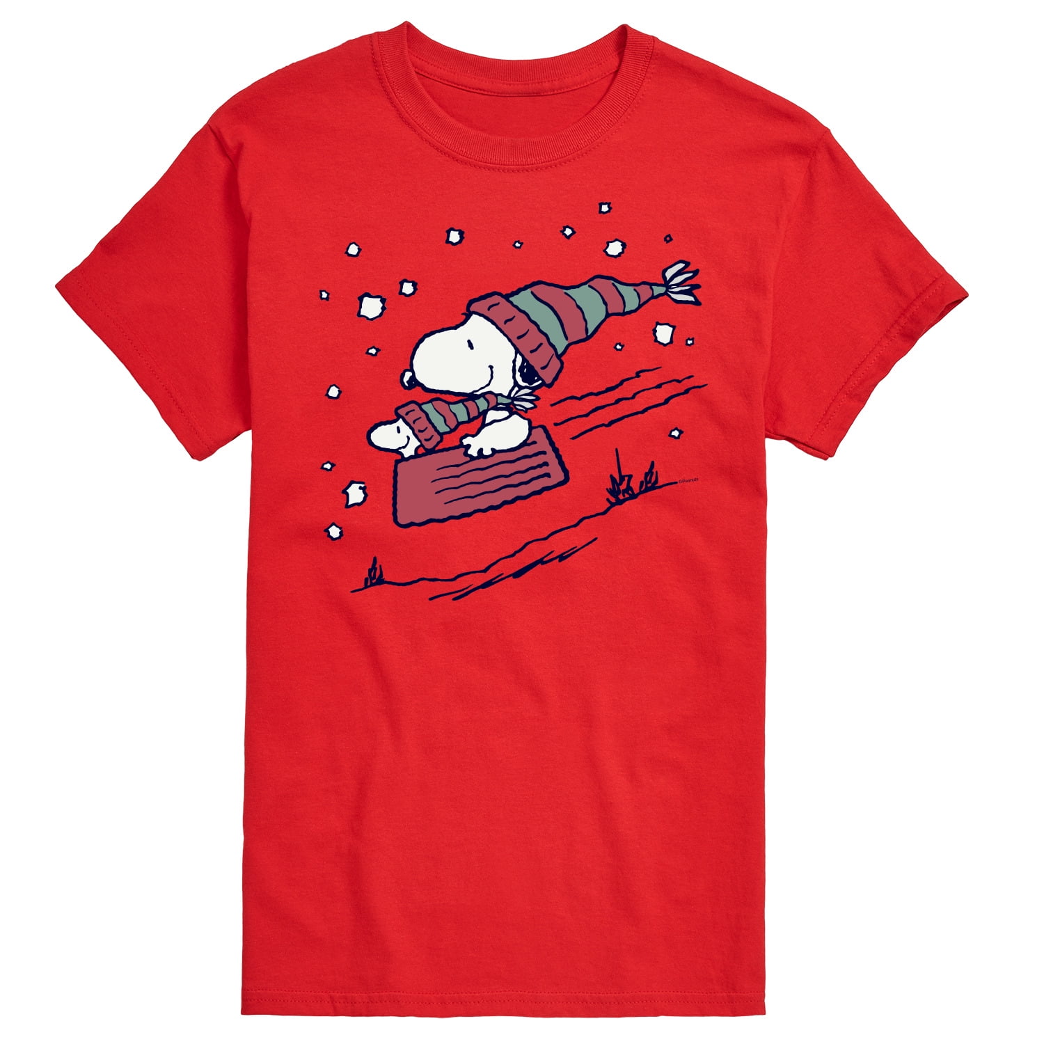 Peanuts - Snoopy Sledding - Men's Short Sleeve Graphic T-Shirt ...