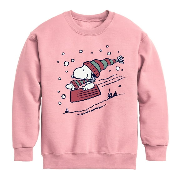 Peanuts - Snoopy Sledding - Toddler & Youth Crewneck Fleece Sweatshirt