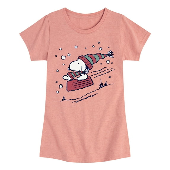 Peanuts - Snoopy Sledding - Toddler & Youth Girls Short Sleeve Graphic T-Shirt