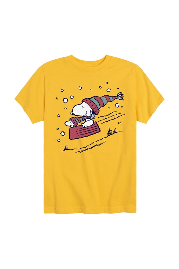 - Snoopy Sledding - Toddler & Youth Short Sleeve Graphic T-Shirt
