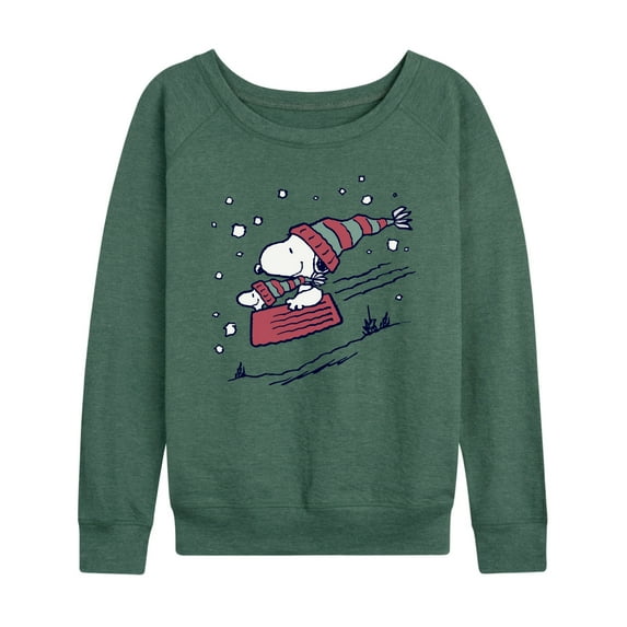 Peanuts - Snoopy Sledding - Women's Lightweight French Terry Long Sleeve Shirt