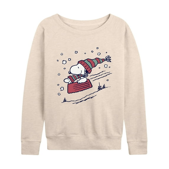 Peanuts - Snoopy Sledding - Women's Lightweight French Terry Long Sleeve Shirt