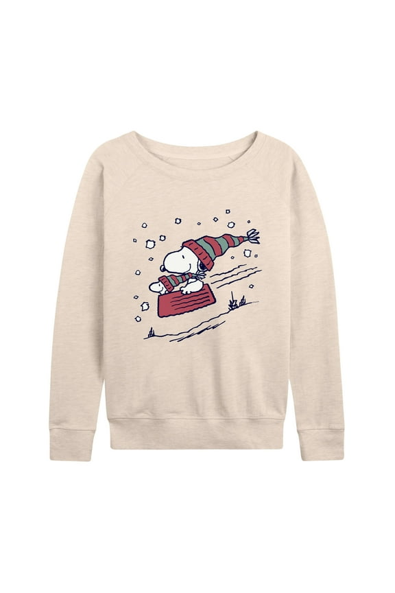 - Snoopy Sledding - Women's Lightweight French Terry Long Sleeve Shirt