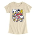 thumbnail image 1 of Peanuts - Snoopy Soccer Stickers - Youth Girls Short Sleeve T-Shirt, 1 of 5