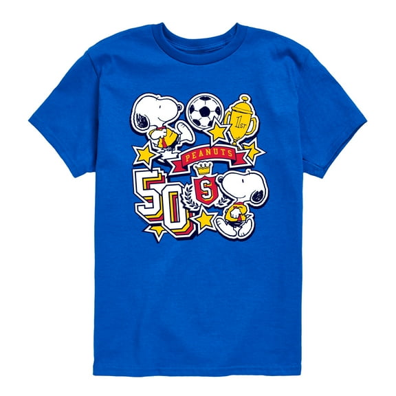 Peanuts - Snoopy Soccer Stickers - Youth Short Sleeve Graphic T-Shirt