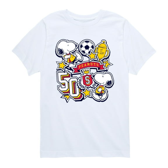 Peanuts - Snoopy Soccer Stickers - Youth Short Sleeve Graphic T-Shirt