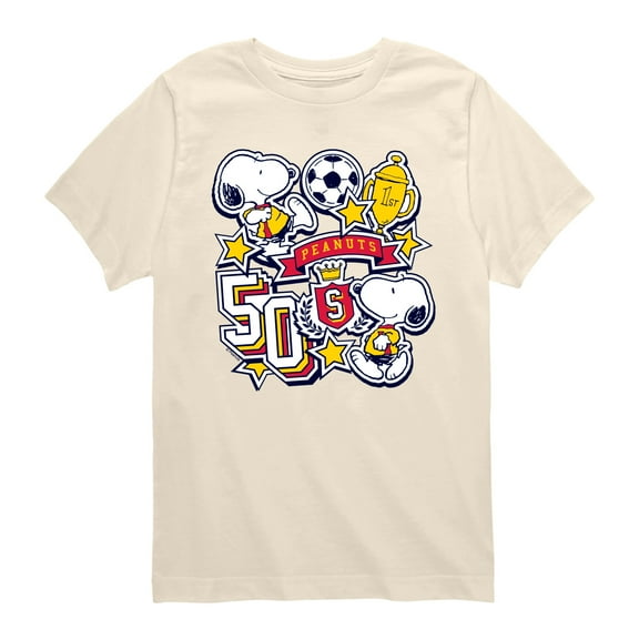 Peanuts - Snoopy Soccer Stickers - Youth Short Sleeve Graphic T-Shirt