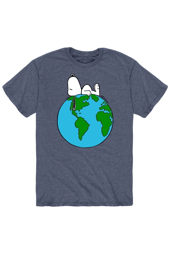 - Snoopy on Planet Earth Short Sleeve Graphic T-Shirt