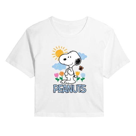 Peanuts - Snoopy Spring Lights - Juniors Cropped Graphic T-Shirt