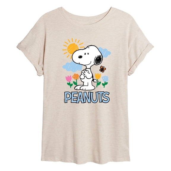 Peanuts - Snoopy Spring Lights - Juniors Oversized Graphic T-Shirt