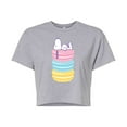 thumbnail image 1 of Peanuts - Snoopy Stacked Macarons - Juniors Cropped Cotton Blend T-Shirt, 1 of 6