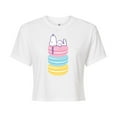 thumbnail image 1 of Peanuts - Snoopy Stacked Macarons - Juniors Cropped Cotton Blend T-Shirt, 1 of 6