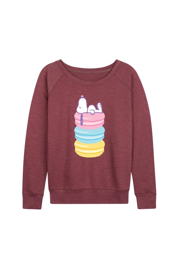 - Snoopy Stacked Macarons - Women's Lightweight French Terry Long Sleeve Shirt