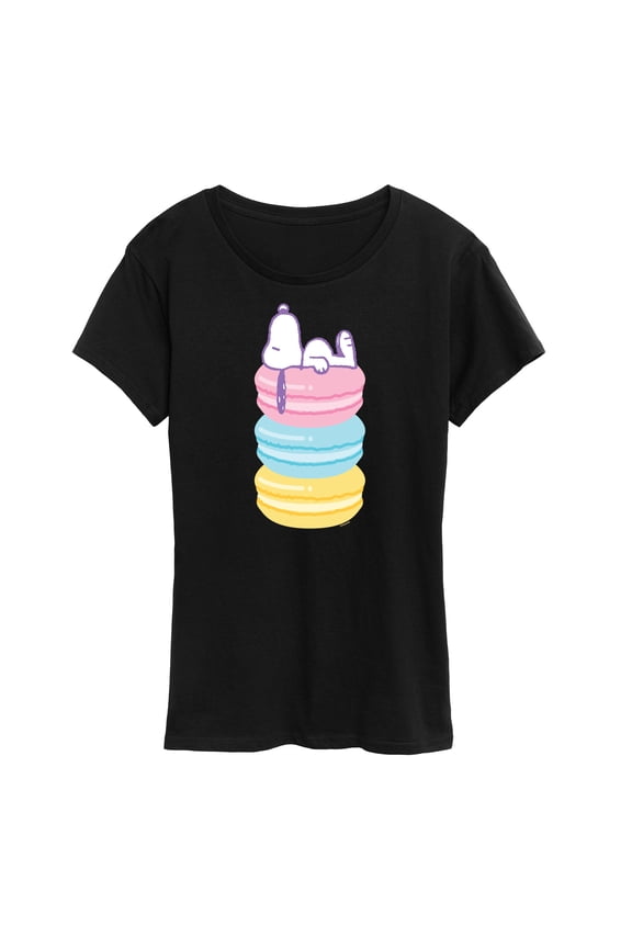 - Snoopy Stacked Macarons - Women's Short Sleeve Graphic T-Shirt