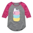 thumbnail image 1 of Peanuts - Snoopy Stacked Macarons - Youth Girls Raglan Tee, 1 of 6