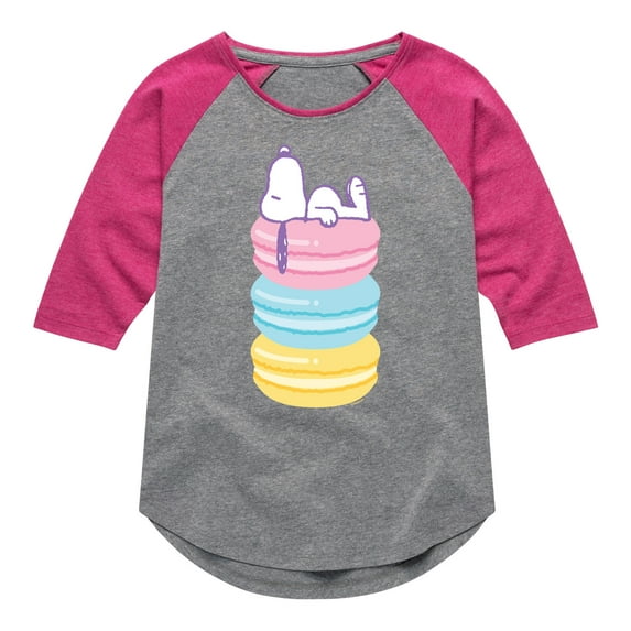 Peanuts - Snoopy Stacked Macarons - Youth Girls Raglan Tee