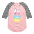 thumbnail image 1 of Peanuts - Snoopy Stacked Macarons - Youth Girls Raglan Tee, 1 of 5