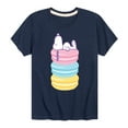 thumbnail image 1 of Peanuts - Snoopy Stacked Macarons - Youth Short Sleeve Tee, 1 of 6