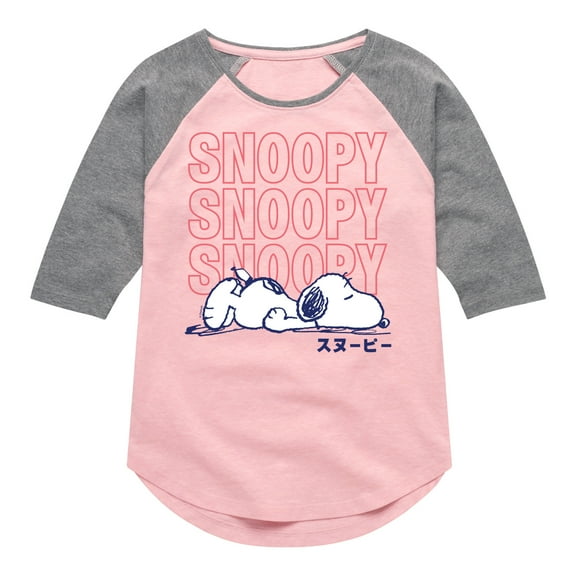 Peanuts - Snoopy Stacked - Toddler & Youth Girls Raglan Graphic T-Shirt