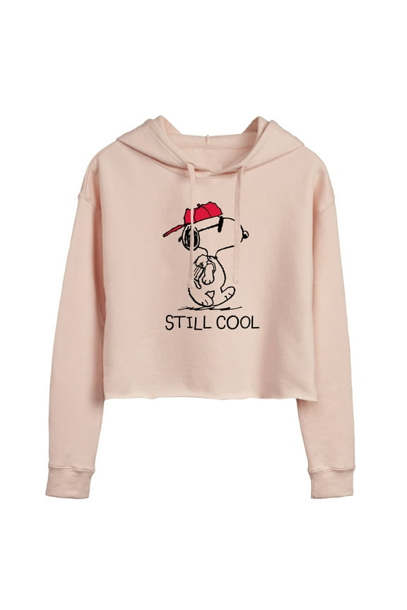 - Snoopy Still Cool - Juniors Cropped Pullover Hoodie