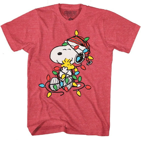Peanuts Snoopy Tangled Christmas Holiday T-Shirt Size: Small