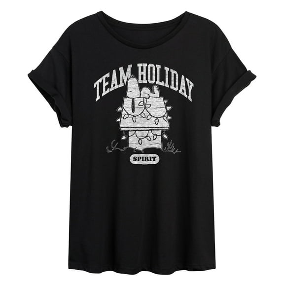 Peanuts - Snoopy Team Holiday Spirit - Women's Oversized Graphic T-Shirt