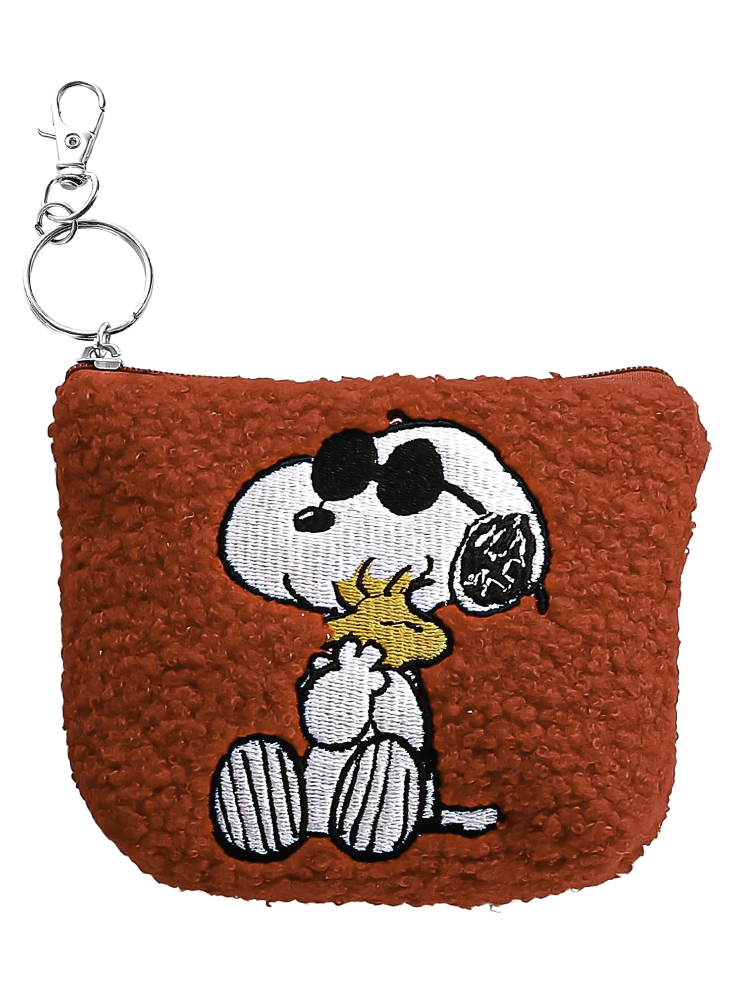 Peanuts Snoopy Terry Cloth Zip-Up Wristlet Keychain Pouch