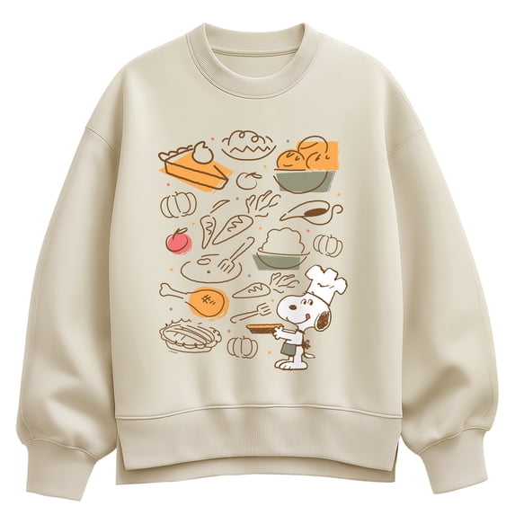 Peanuts - Snoopy Thanksgiving Food - Women's Oversized Fleece Crew Sweatshirt
