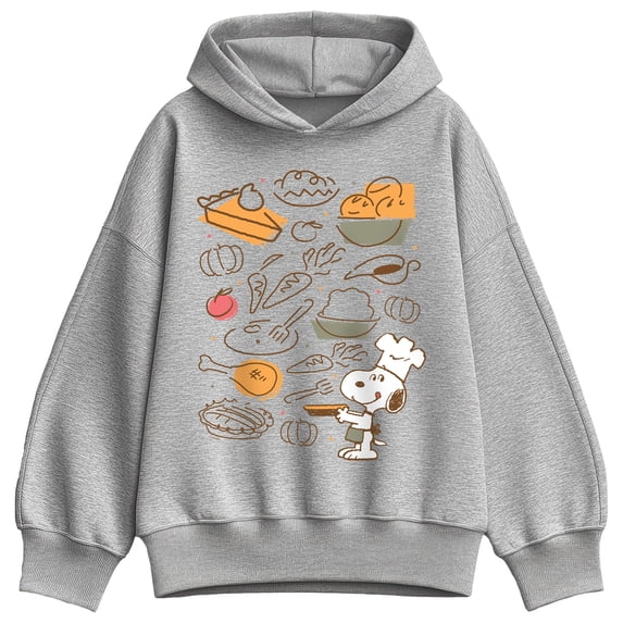 Peanuts - Snoopy Thanksgiving Food - Women's Oversized Fleece Hoodie Sweatshirt