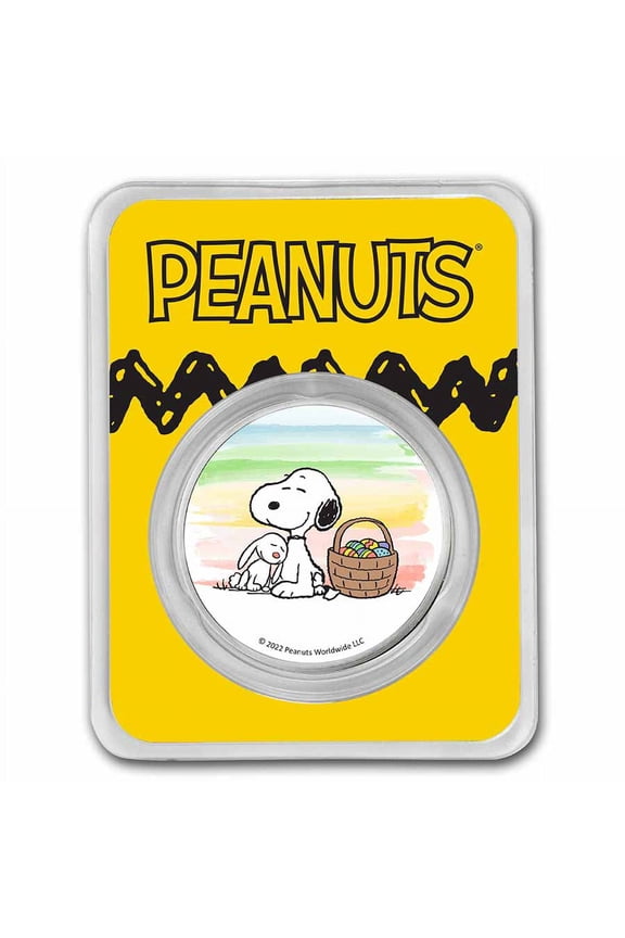 Snoopy & The Easter Bunny 1 oz Colorized Silver
