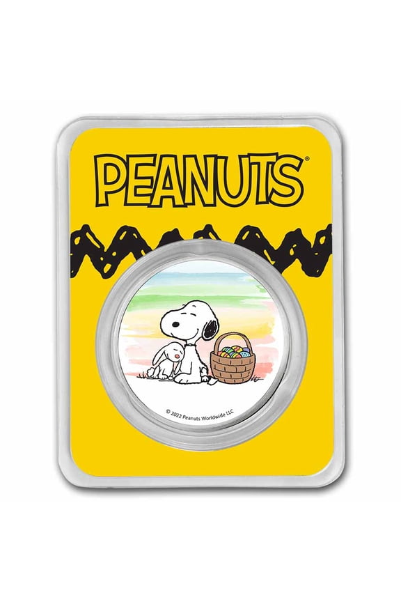 Snoopy & The Easter Bunny 1 oz Colorized Silver