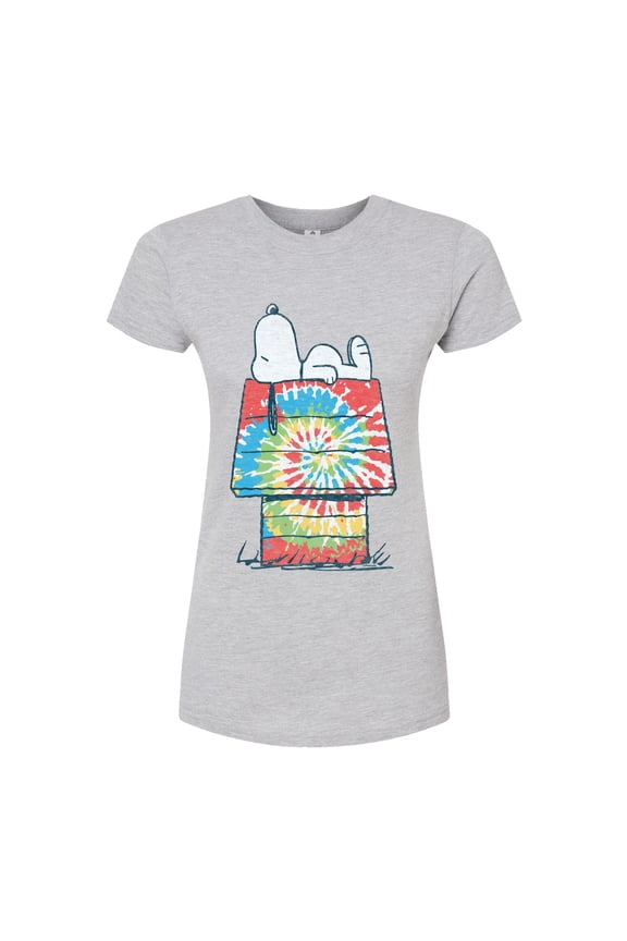- Snoopy Tie Dye House - Juniors Fitted Tee