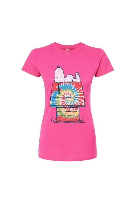 - Snoopy Tie Dye House - Juniors Fitted Tee