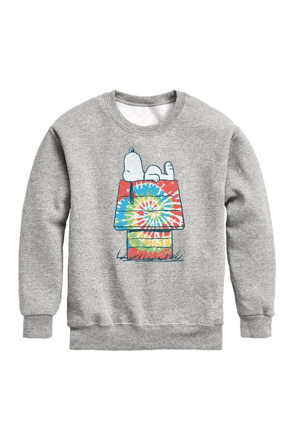 - Snoopy Tie Dye House - Toddler & Youth Crewneck Fleece Sweatshirt