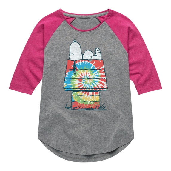 Peanuts - Snoopy Tie Dye House - Toddler & Youth Girls Raglan Graphic T-Shirt