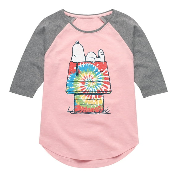 Peanuts - Snoopy Tie Dye House - Toddler & Youth Girls Raglan Graphic T-Shirt