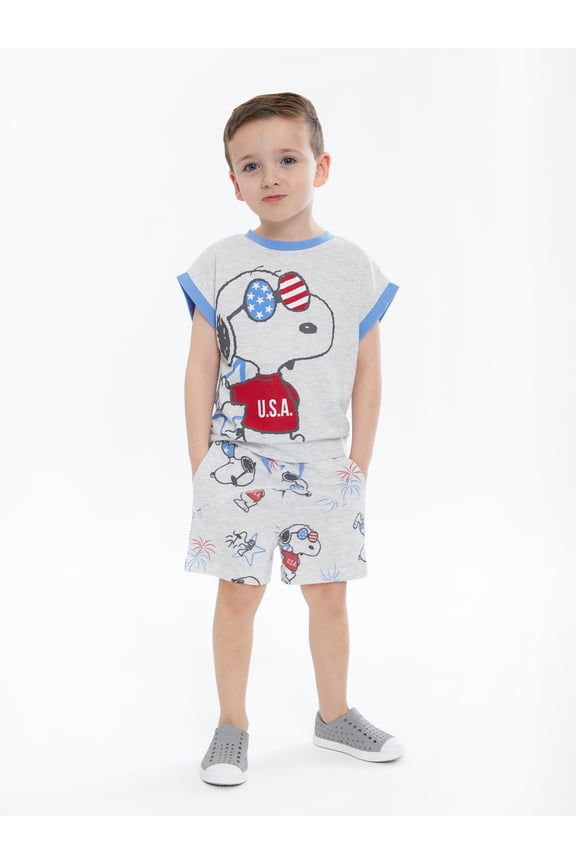 Snoopy Toddler Boy Americana T-Shirt and Shorts Set, Sizes 12M-5T