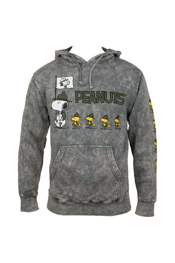 Snoopy Troops Mineral Wash Pull Over Hoodie-Small
