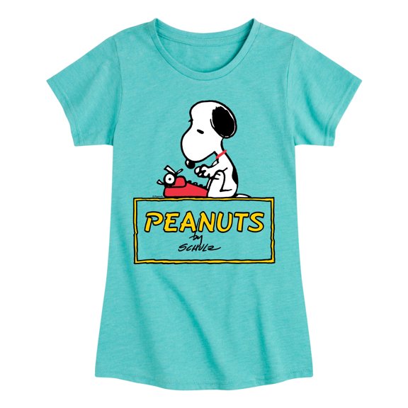 Peanuts - Snoopy Typing  - Toddler & Youth Girls Short Sleeve Graphic T-Shirt