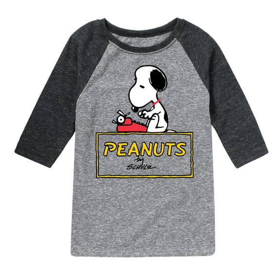 Peanuts - Snoopy Typing  - Toddler & Youth Raglan Graphic T-Shirt