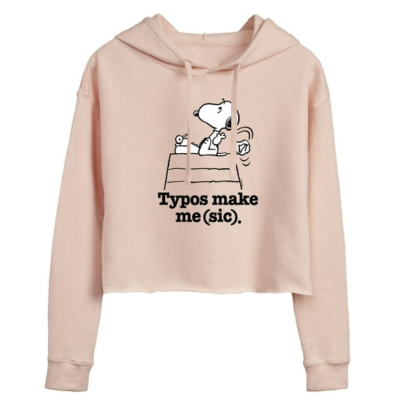 Peanuts - Snoopy Typos Make Me Sic - Juniors Cropped Pullover Hoodie