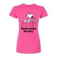 thumbnail image 1 of Peanuts - Snoopy Typos Make Me Sic - Juniors Fitted Graphic T-Shirt, 1 of 6