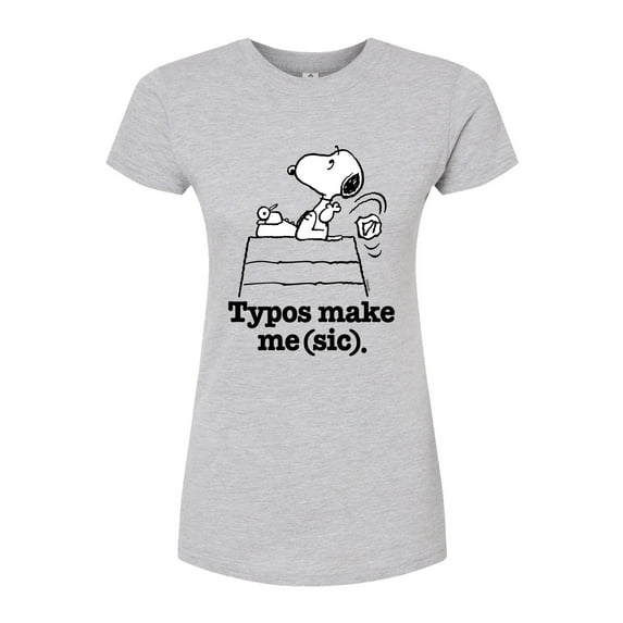 Peanuts - Snoopy Typos Make Me Sic - Juniors Fitted Graphic T-Shirt