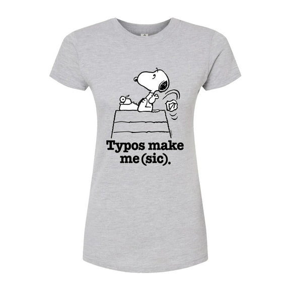 Peanuts - Snoopy Typos Make Me Sic - Juniors Fitted Graphic T-Shirt